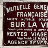 Domed enamelled plate Mutuelle Générale 45 x 60 cm