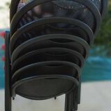 7 quality conference chairs in black metal, stackable and attachable