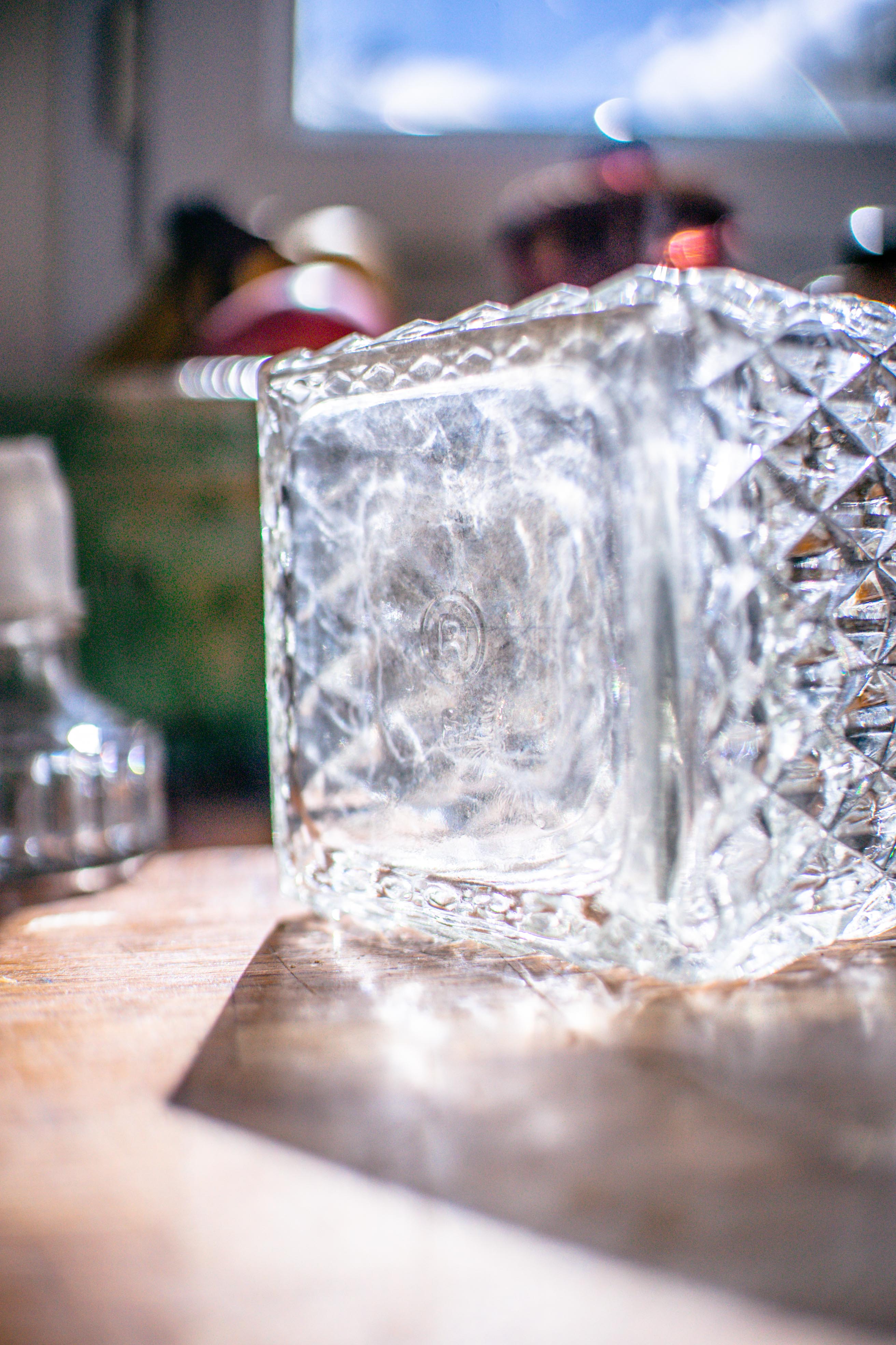 Antique whisky decanter signed r