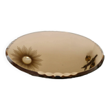 Round beveled amber pink mirror