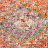 Orange & Green Turkish Vintage Runner Rug, 86x319Cm