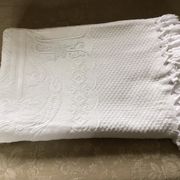 19th bed top in cotton piqué marked MC