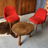 2 red moumoute chairs