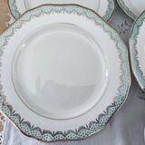 Lot de 7 assiettes à dessert en faïence Longwy France modèle Trianon