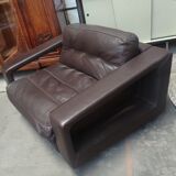 Dark brown leather armchair from steiner by designer pascal daveluy model ranelagh