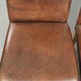 Set of 6 vintage dining chairs made of sheepskin leather with a high back