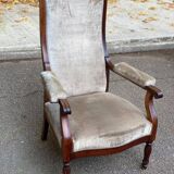 Imperial armchair in mahogany and grey velvet from the 19th century