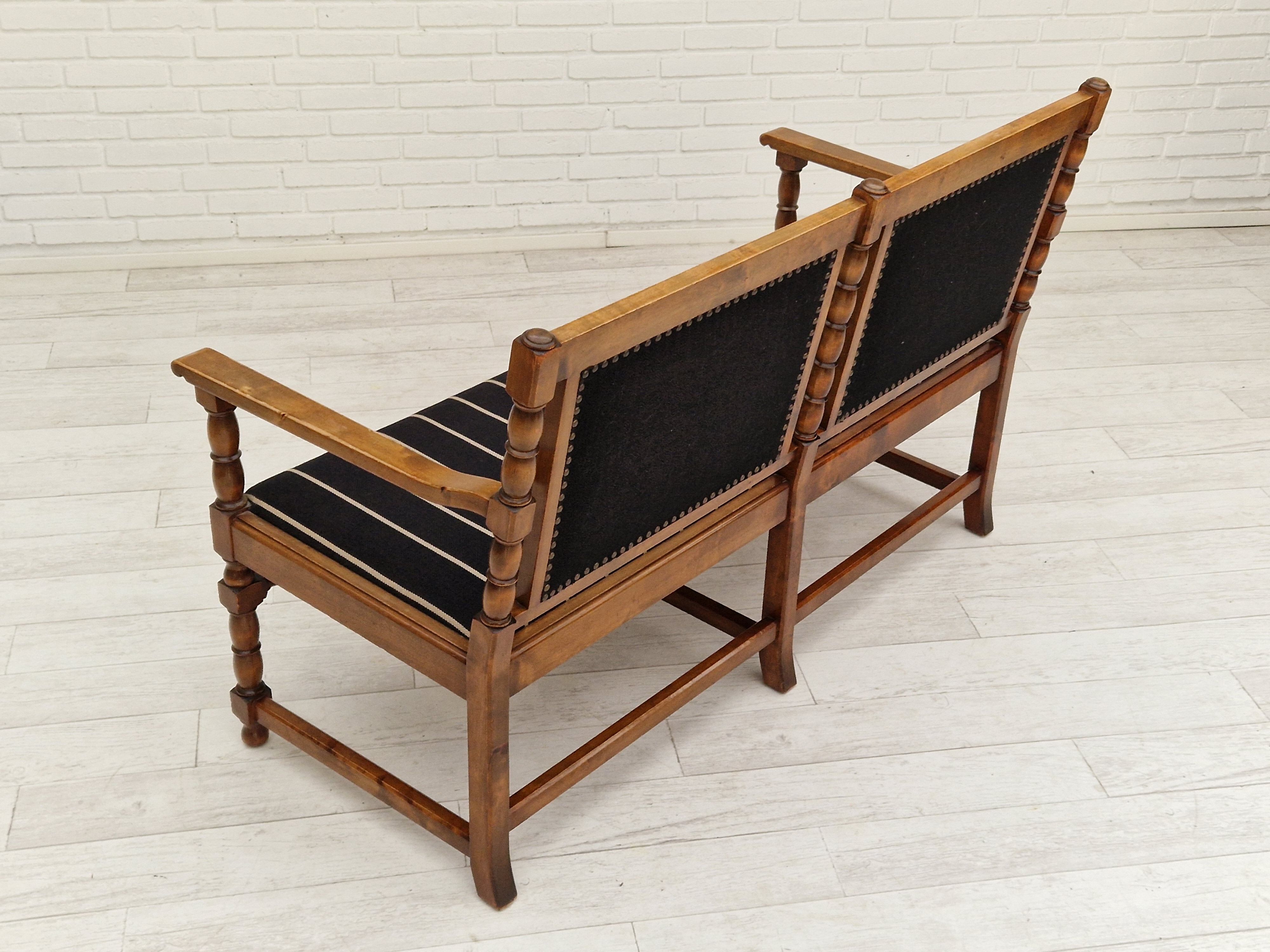 1950s, Scandinavian bench-sofa, ash wood, wool, original condition.