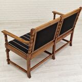 1950s, Scandinavian bench-sofa, ash wood, wool, original condition.