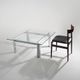 Table basse carrée en verre et acier, années 1970