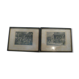 Antique prints 1880 - Le Capitaliste H Dupray and Le coup de l'Étrier L Gros