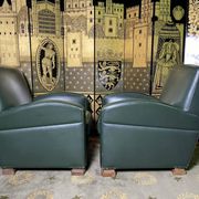 Pair of Poltrona Frau Green Leather Club Armchairs Limited Edition