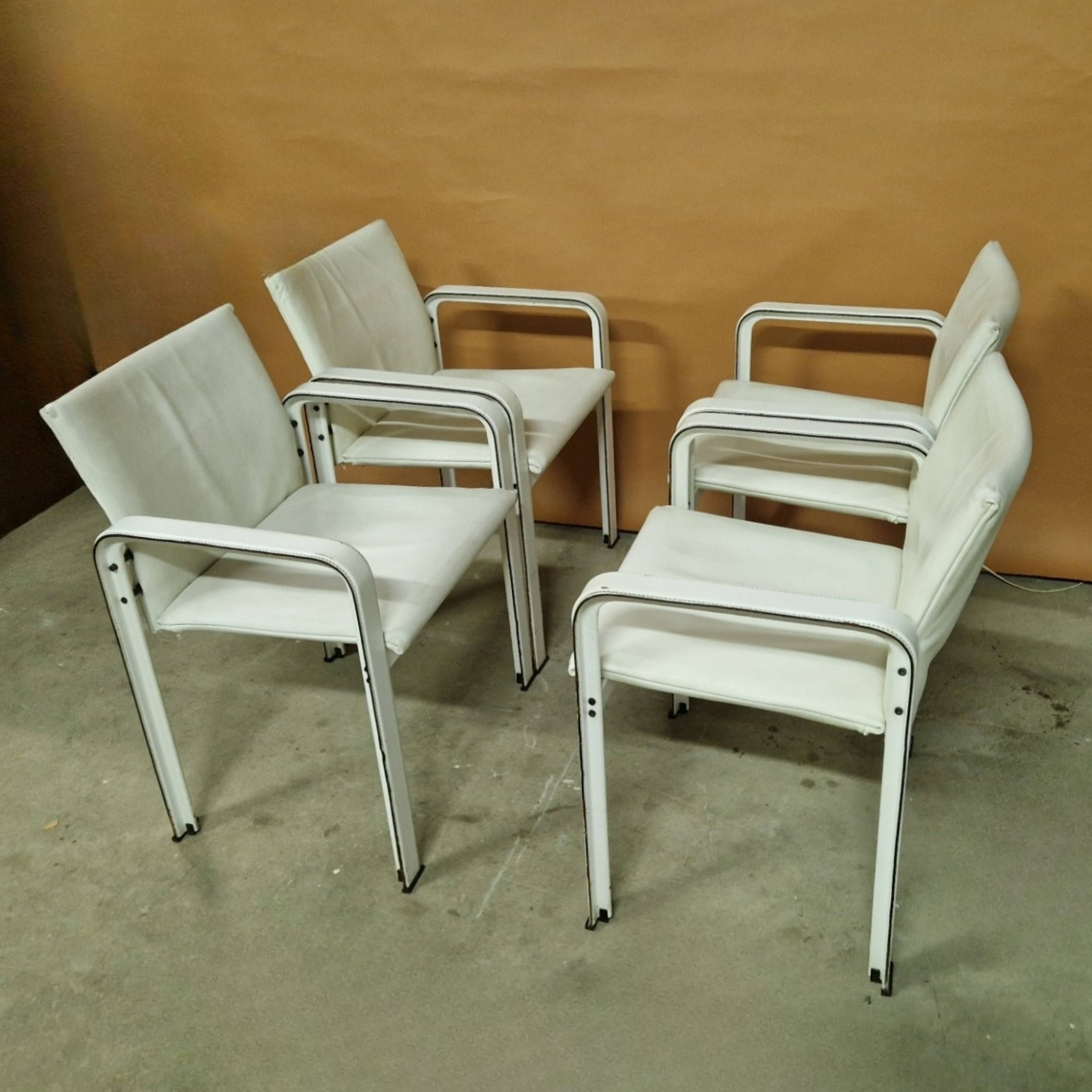 Set of 4 leather dining chairs by Jacques Toussaint and Patrizia Angeloni for Matteo Grassi. Italy 1