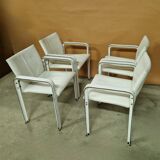 Set of 4 leather dining chairs by Jacques Toussaint and Patrizia Angeloni for Matteo Grassi. Italy 1