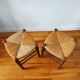 Pair of stools with straw seats, 1960