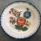 Old plate in auvillar earthenware, floral painting decoration, 19th century