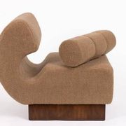 Italian lounge chair in walnut and Schumacher cashmere bouclé, 1970