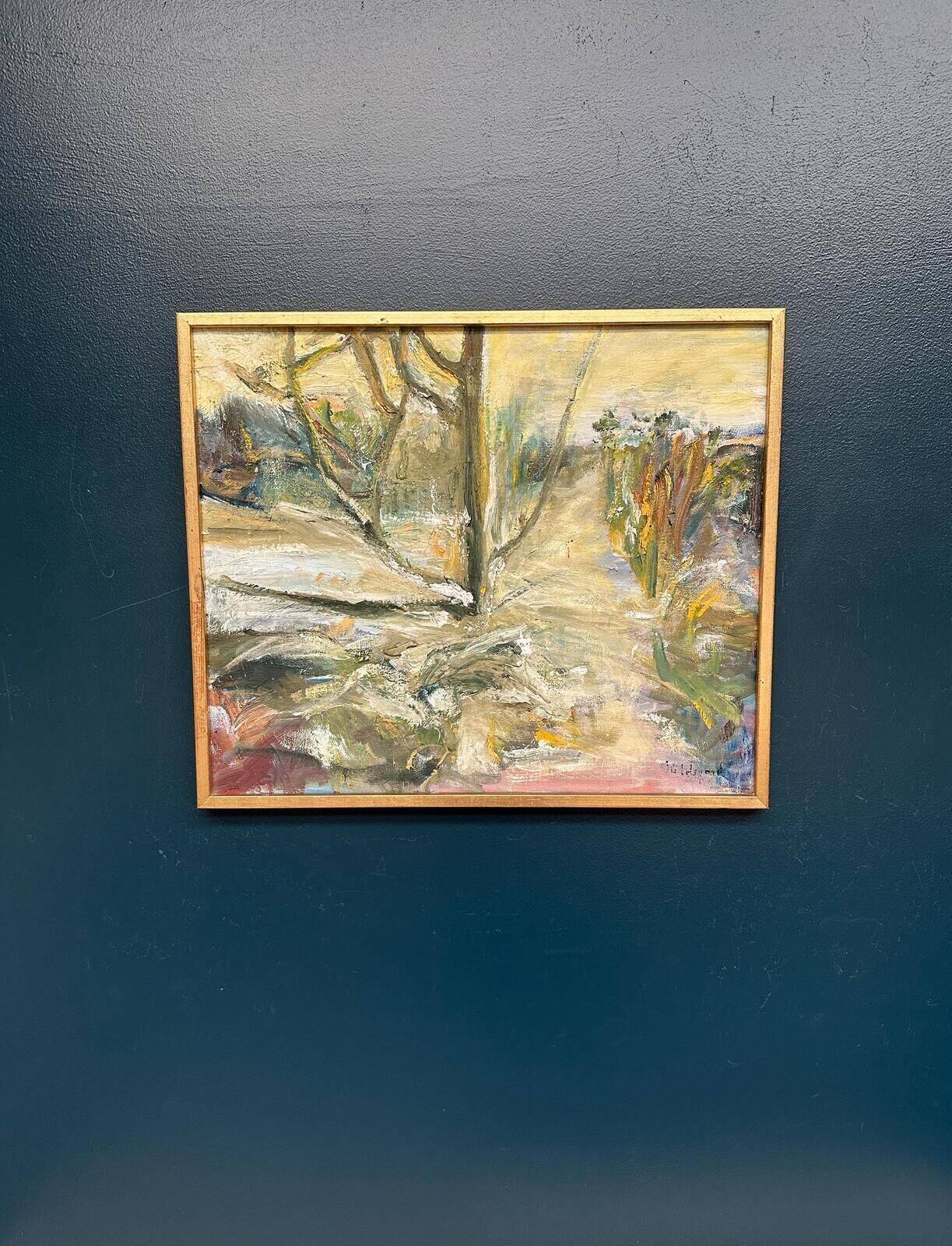 Original Oil on Canvas – “Path Between” – Signed – Vintage & Framed – 57 × 49 Cm (22.4" × 19.3")