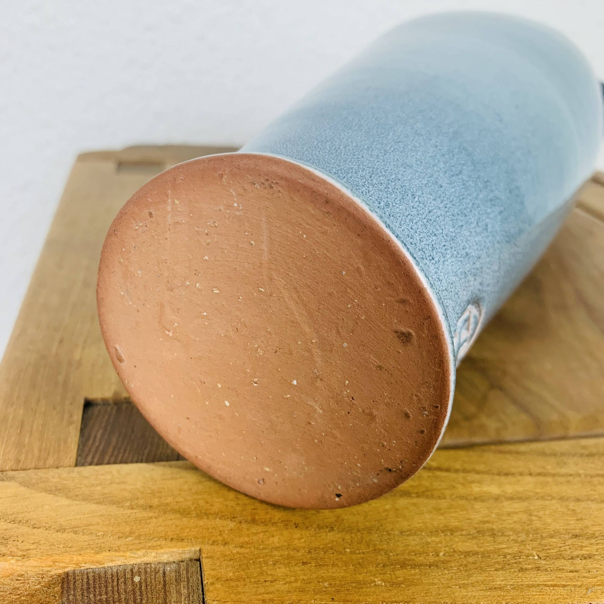 Blue ceramic bottle vase 35 cm