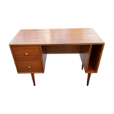 60s desk in golden blond mahogany with conical coffered feet