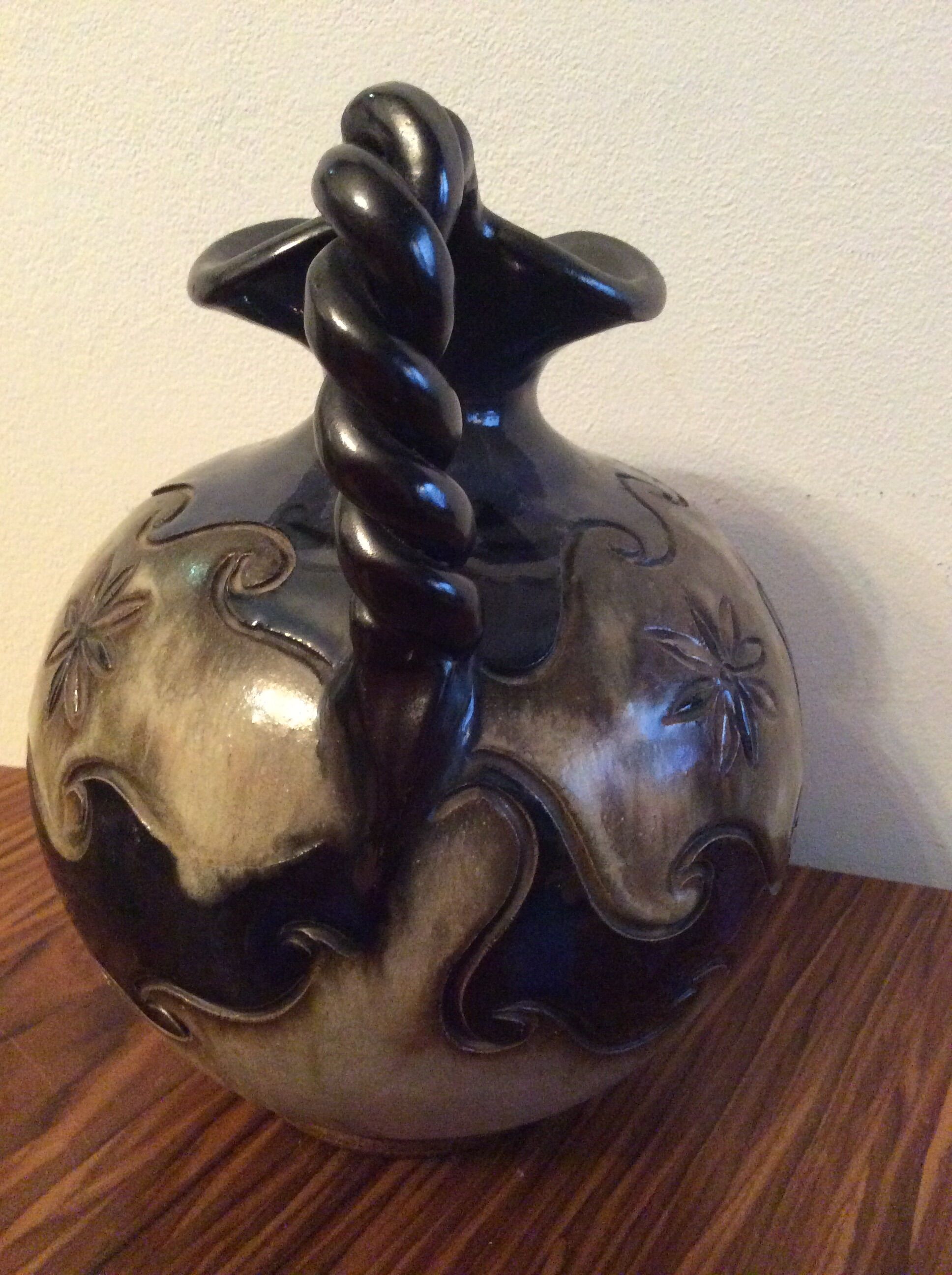 Large ceramic pitcher decorated vintage