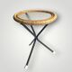 Tripod side table in bamboo and hammered glass - 1950s