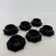 Vintage Set of 6 Arcoroc Black Glass Soup Cups and Saucers Set