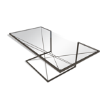 Table basse rectangulaire en acier et en verre