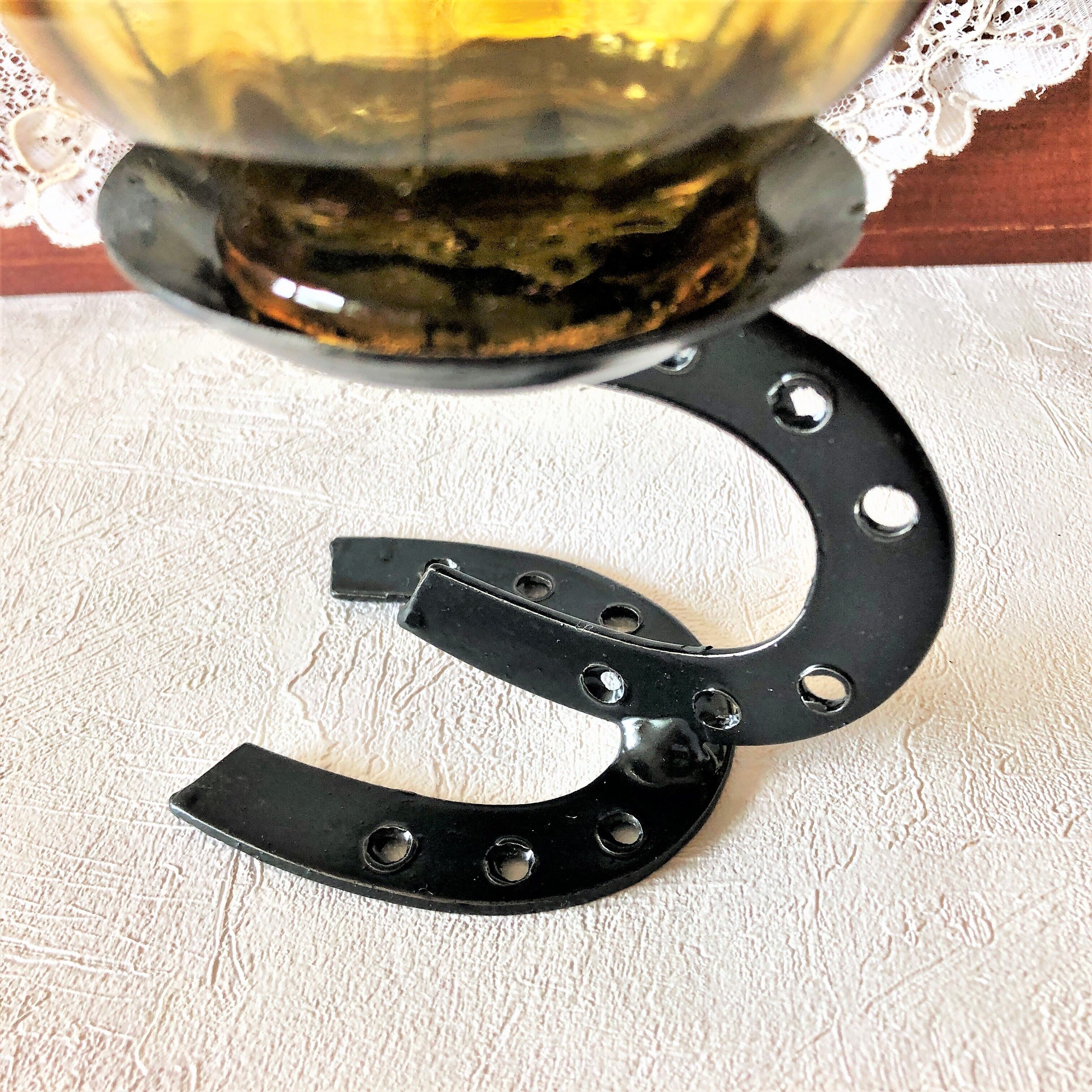 Candle holder photophore iron and amber glass vintage