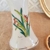 Hand baguier soliflore ceramic white vintage flowers