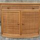 Vintage low sideboard, Exodia, bamboo and rattan, 80s