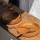 Salad server or large teak spoon, oval shape, split, L30 D9
