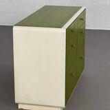 Vintage 6-drawer chest in beige wood and green varnish, Norway, 1960s