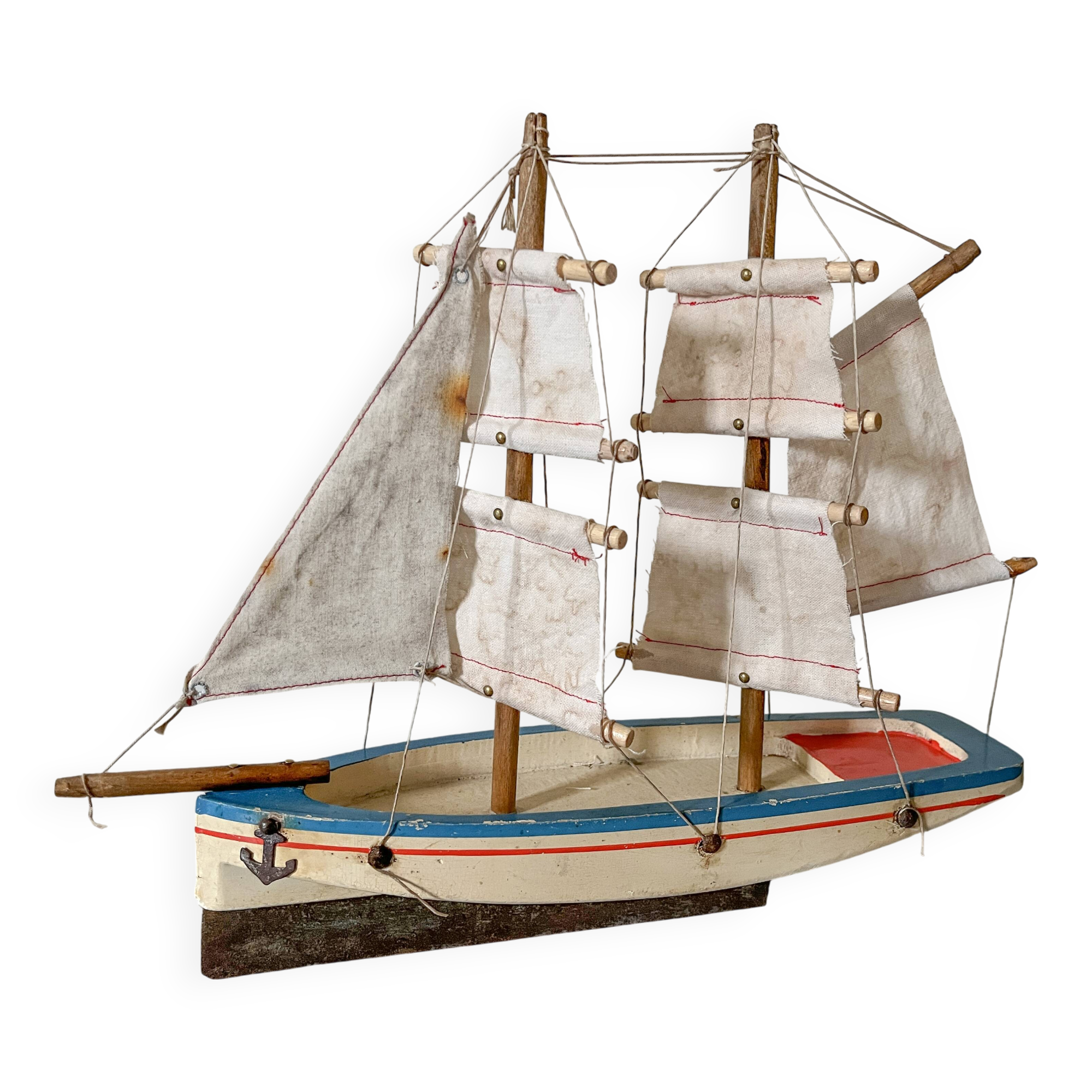 Brick Schooner Giraud Sauveur, wooden dock sailboat, metal keel