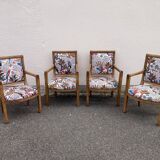 Set of four reupholstered Directoire period armchairs.