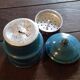 Blue enamelled coffee maker floral pattern