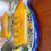 Vintage glazed terracotta holy water font
