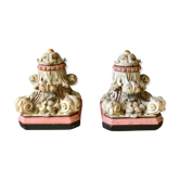 Pair of painted plaster wall harnesses