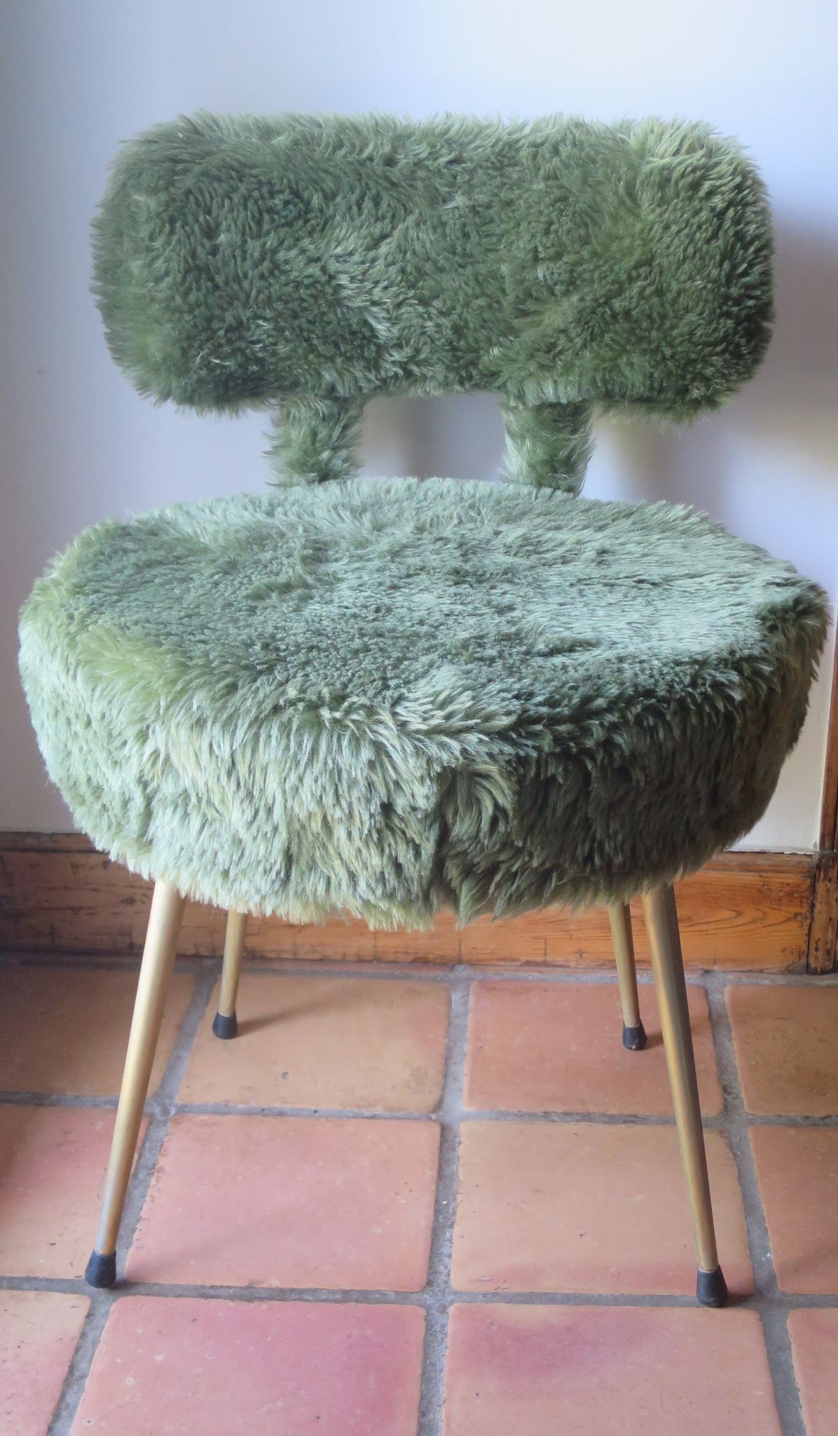 Chair armchair moumoute green pelfran (label) feet gold metal