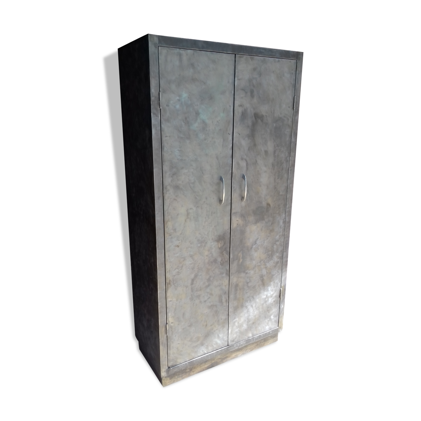 Polished varnished steel kitchen cabinet, circa 1950