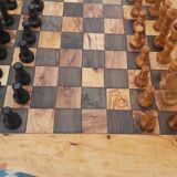 Natural edge olivewood, rustic chessboard