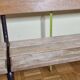 Vintage wooden and metal kindergarten bench, 2 m