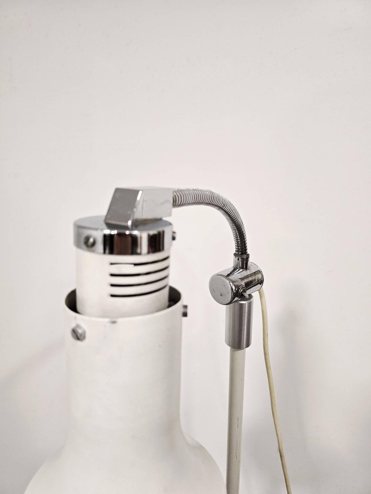 70s Gooseneck Metal Floor Lamp, Adjustable Height Tripod Base