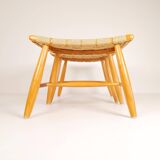 Pair of Swedish stools from the 1960s in lacquered birch, mid-century style.