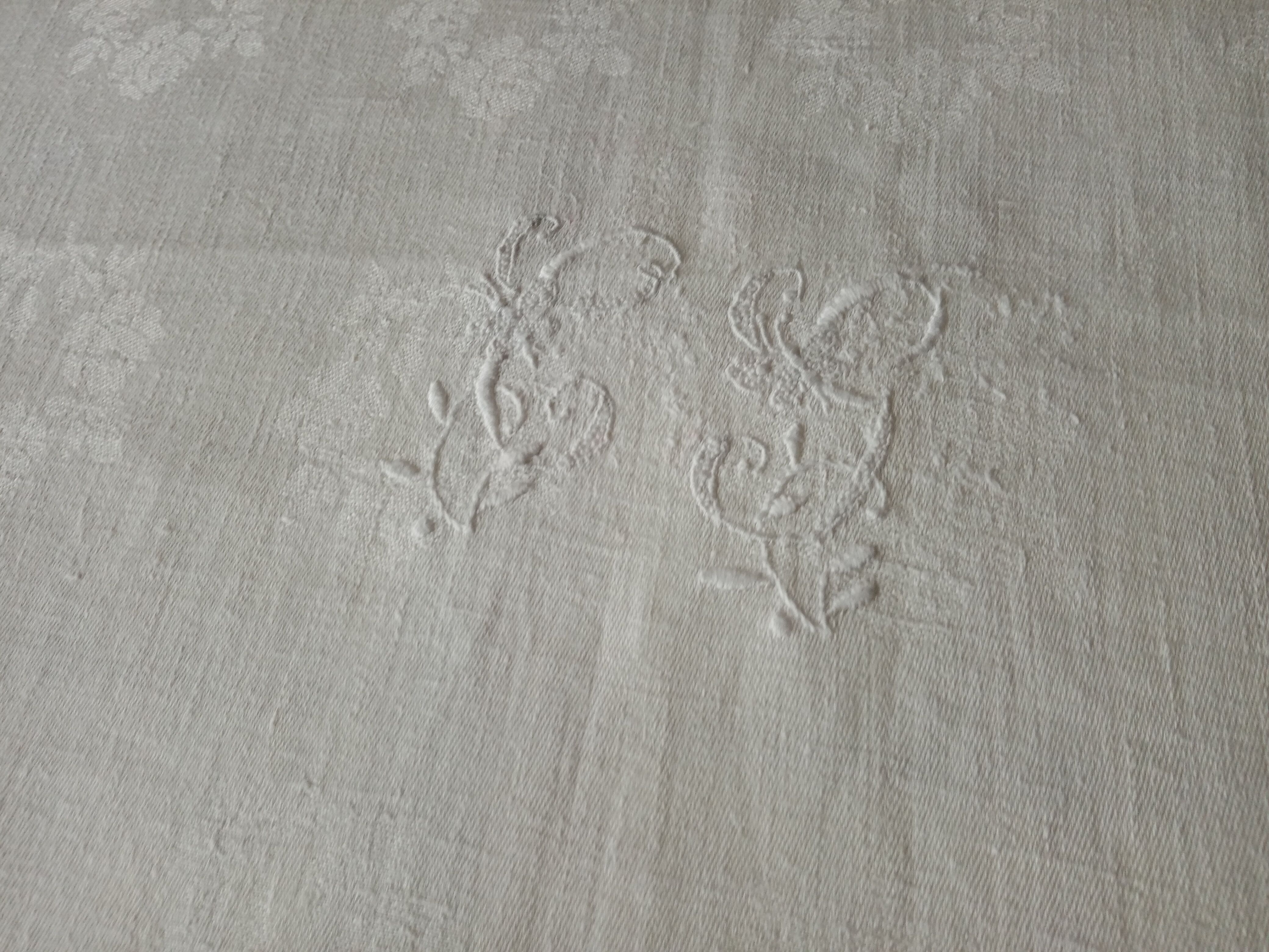 Old large rustic linen tablecloth 295 x 140 cm