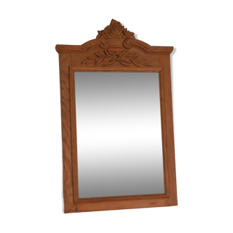 Art Deco 1930s solid oak carved mirror