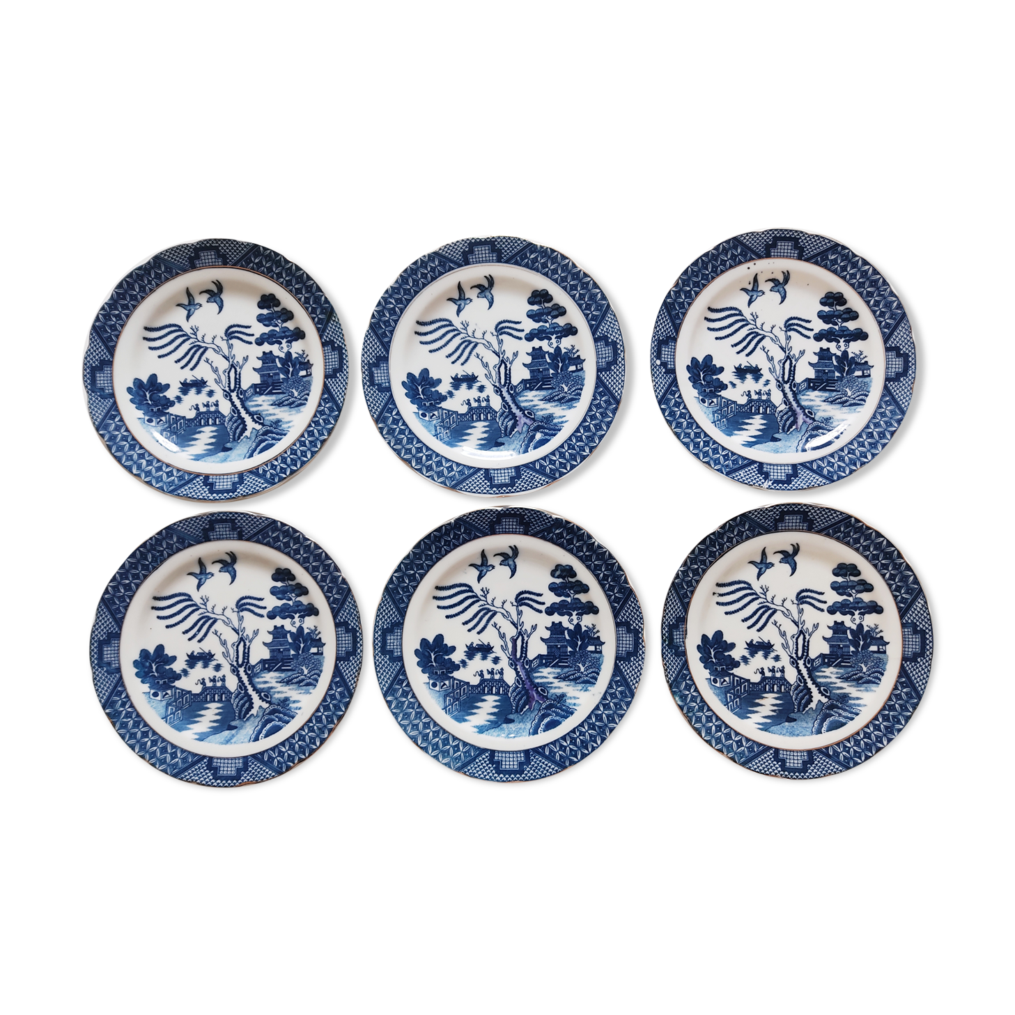 Set of 6 English porcelain dessert plates