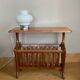 Vintage magazine rack with shelf, Solid cherry wood side table from the 1990s