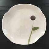 Plat décor fleur mauve