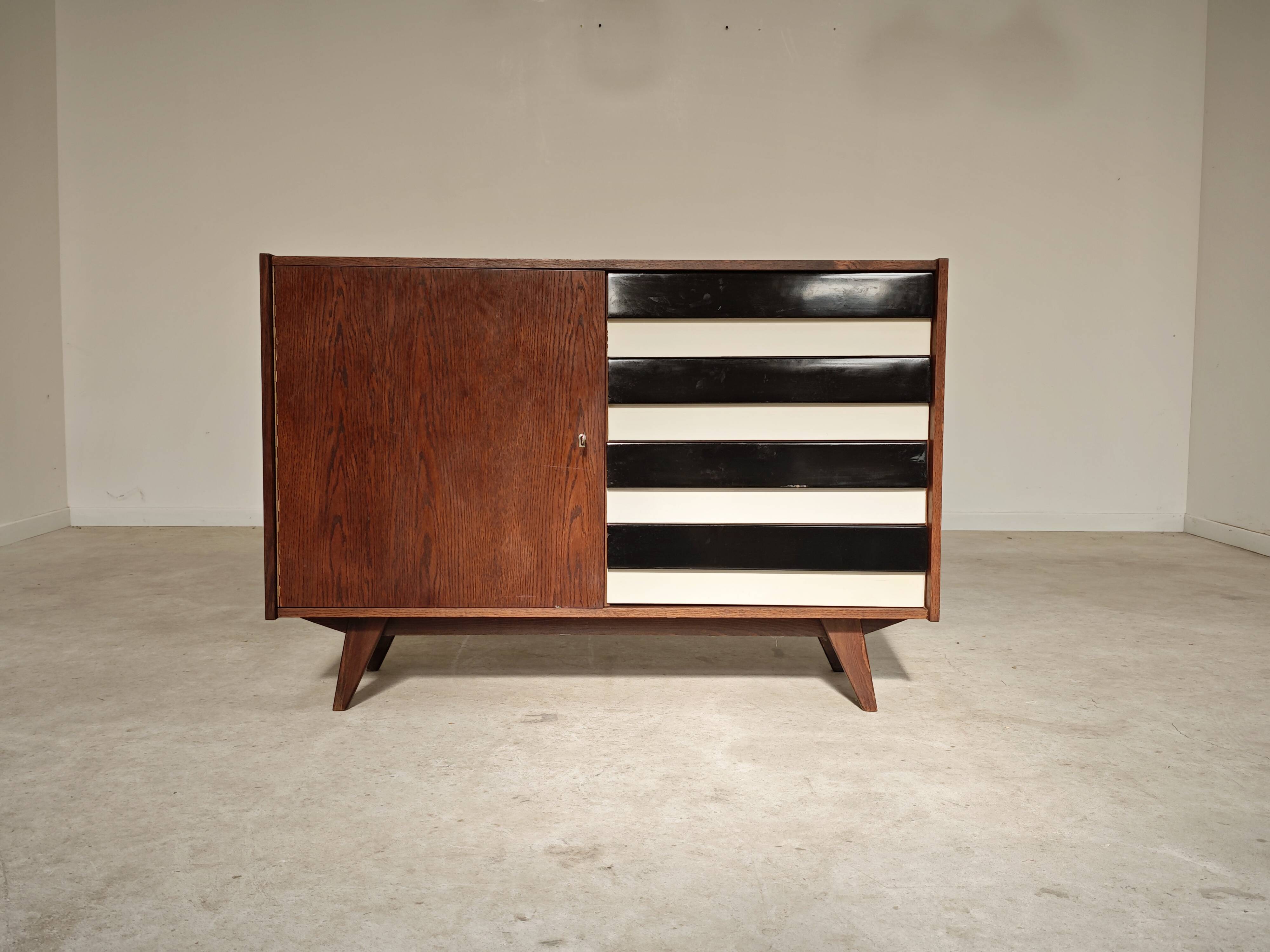 U 458 black and white sideboard by Jiri Jiroutek for Interier Praha, 1960